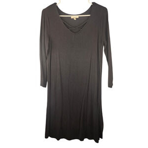 Maurices 24/7 T-Shrit Dress w/Strappy Neckline Black Women's Size Small